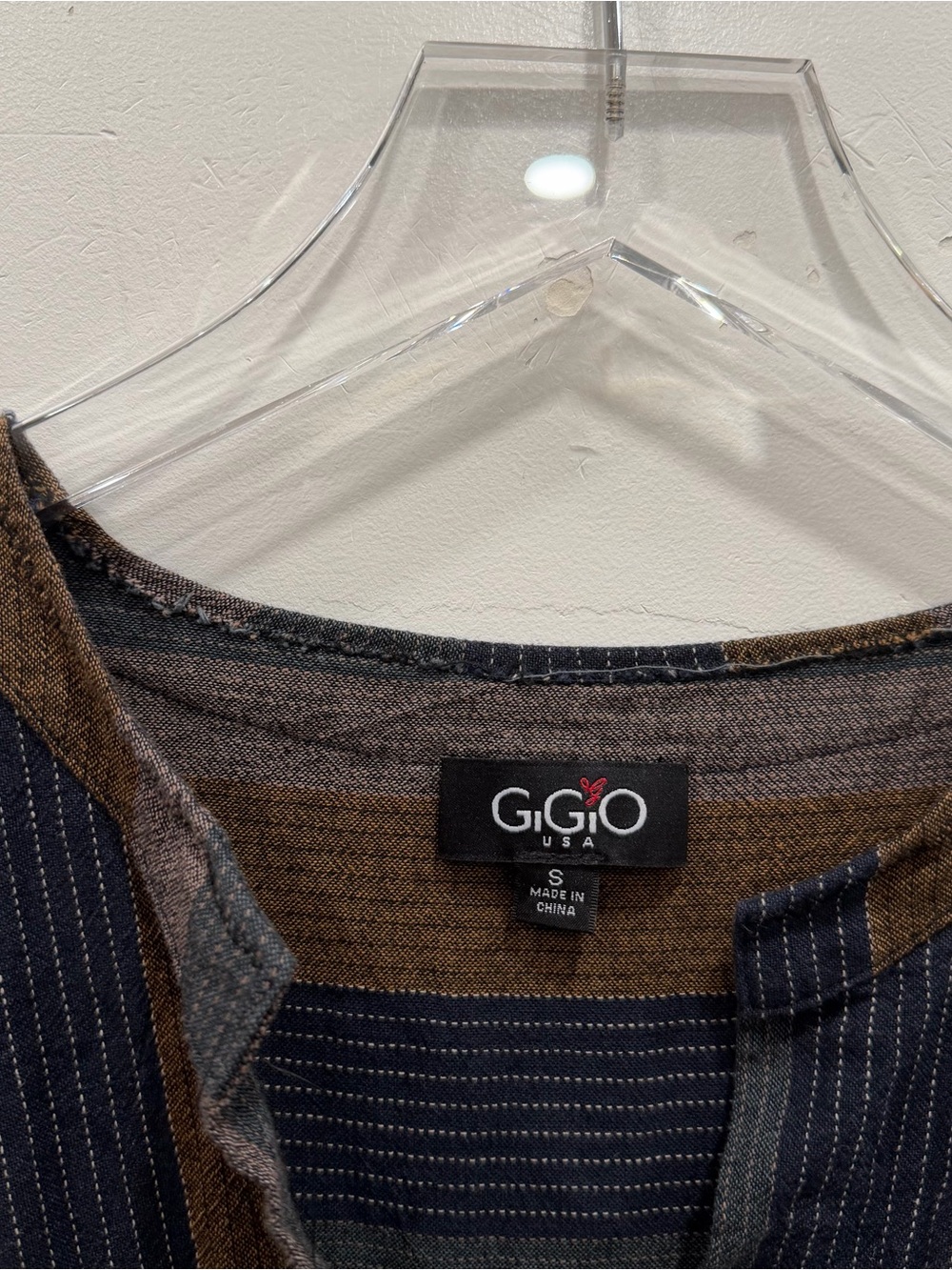 GiGio USA Cotton Oversized Bohemian Tiered Dress Stripe Cottagecore Lagenlook S - Picture 4 of 7